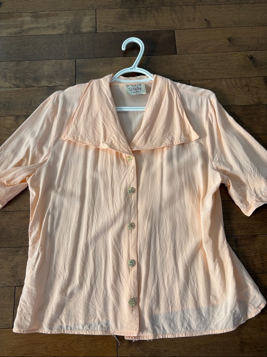 Vintage Dalia Peach Button-Front Two-Piece Skirt with Pockets - Picture 9 of 11